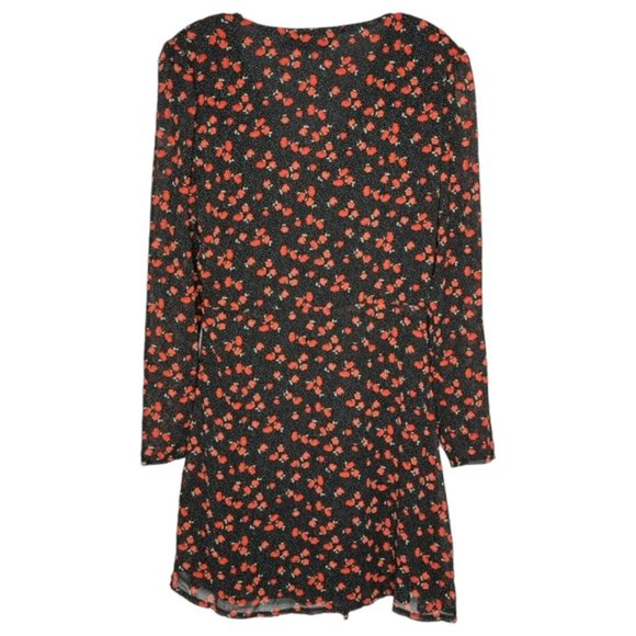 Missguided Dotted Floral Mini Tea Dress - Black/Red - 8 - Picture 7 of 12